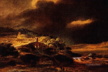  stormy Painting - Stormy Landscape Rembrandt